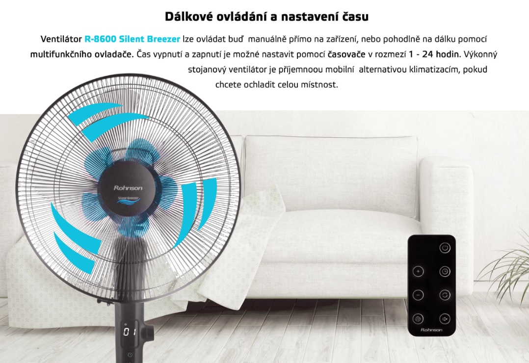 Rohnson Stojanový ventilátor s diaľkovým ovládaním Silent Breezer R-8600 2